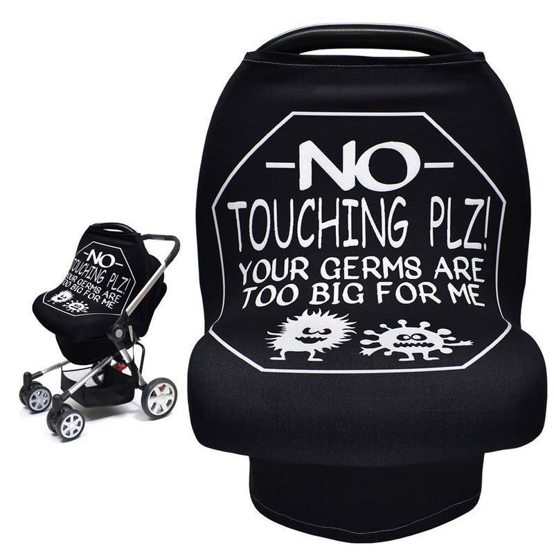 Metplus Car Seat Covers for Babies, Metplus Infant Carseat Canopy Nursing Breastfeeding Cover, Stretchy Carrier Cover for Stroller Shopping Cart, Newborn Boys Girls Shower Gift - No Touching Sign - Image 1